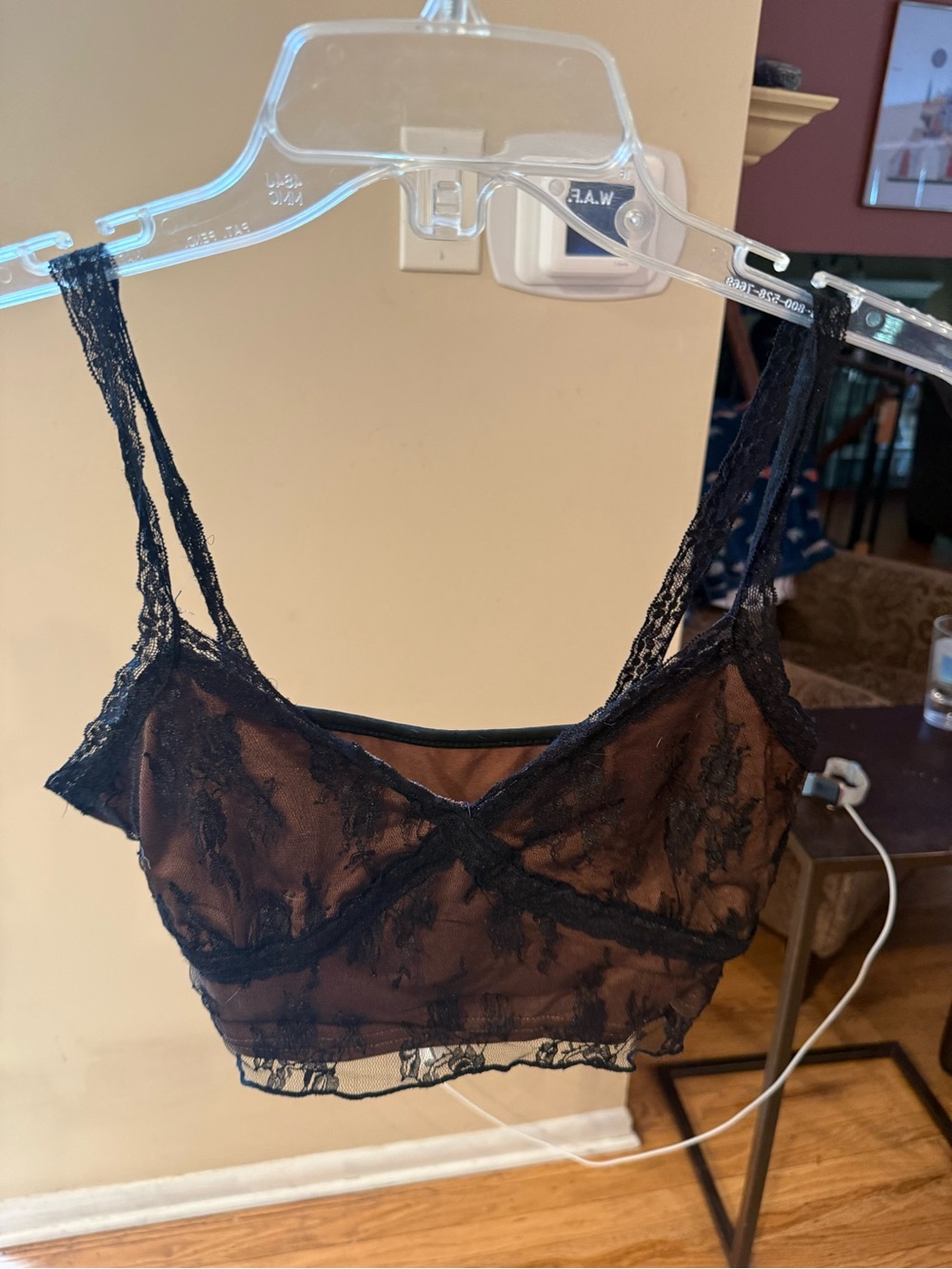 ROMWE Black Sheer Lace Bralette Crop Top